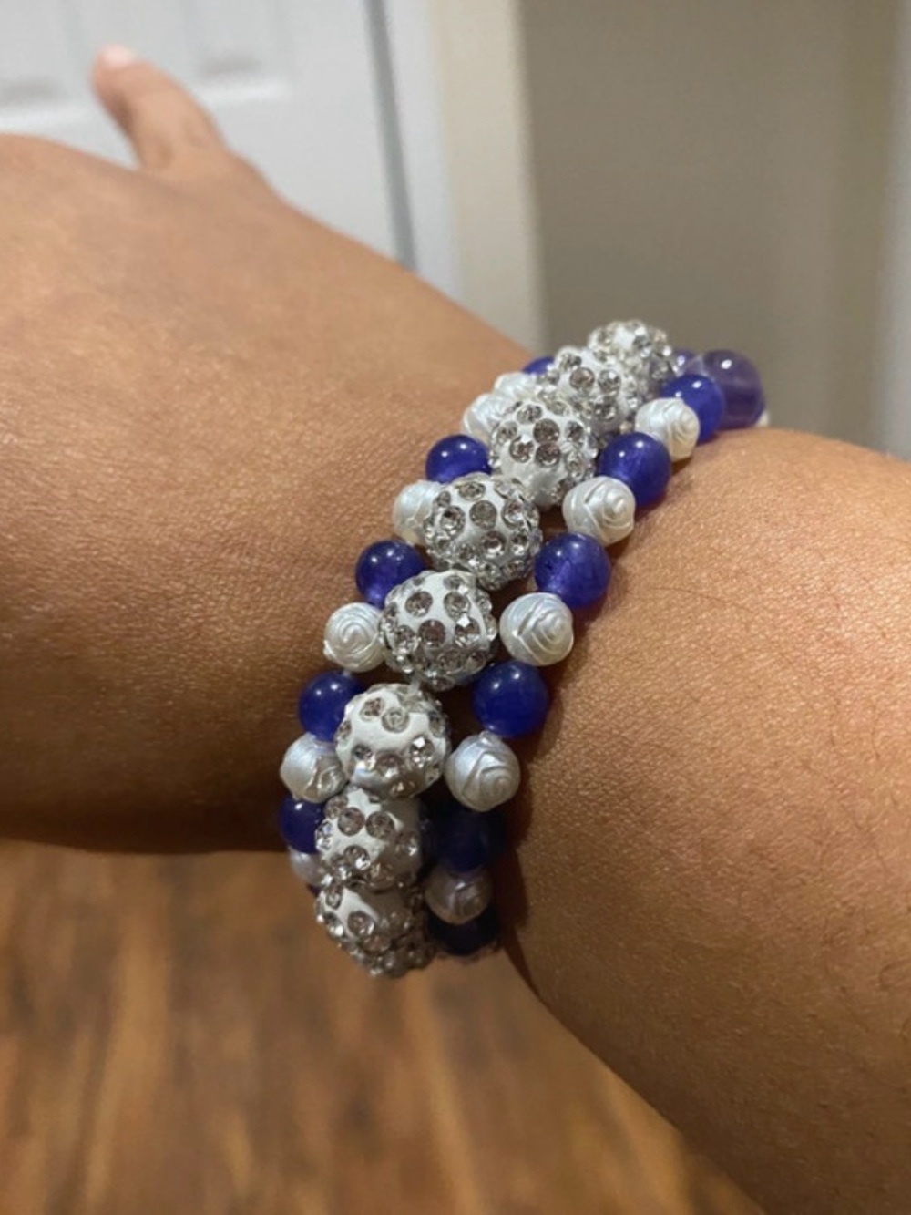 Amethyst & Howlite Rhinestone Healing Stacked Bracelets - Picture 8 of 9